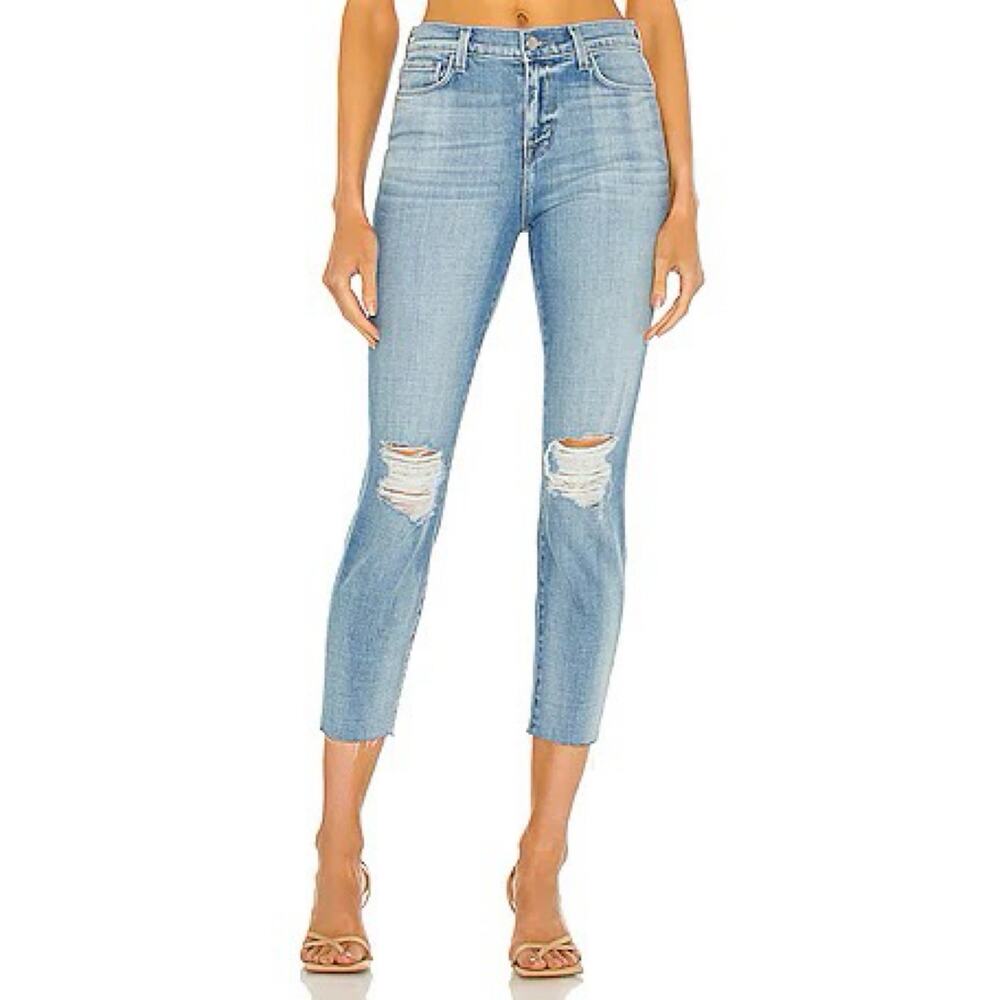 L’AGENCE El Matador Jeans Womens 32 Slim High Rise Distressed Destroyed Cropped
